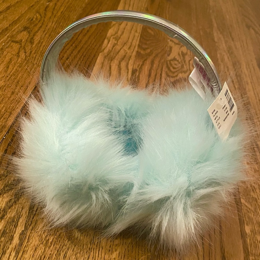 Justice - Iridescent Light Teal Faux Fir Earmuffs